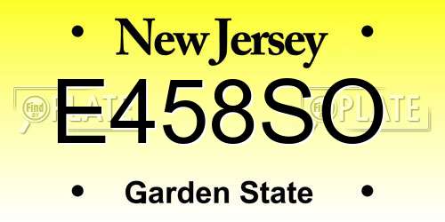 E458SO New Jersey License Plate