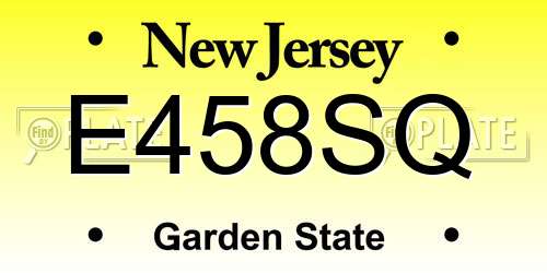 E458SQ New Jersey License Plate