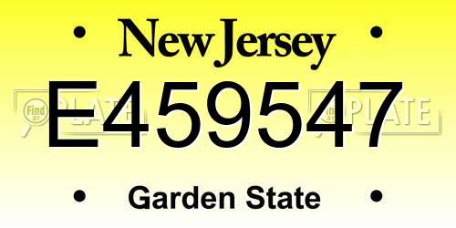 E459547 New Jersey License Plate