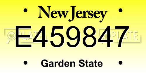 E459847 New Jersey License Plate