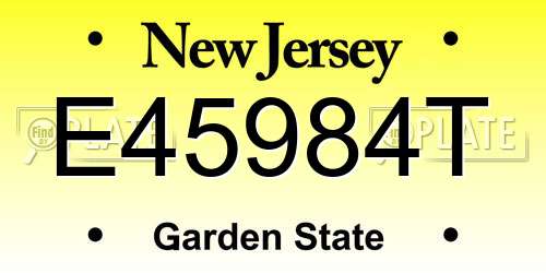 E45984T New Jersey License Plate