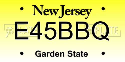 E45BBQ New Jersey License Plate