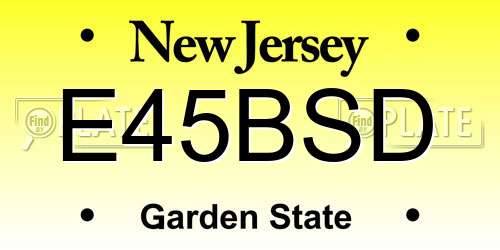 E45BSD New Jersey License Plate