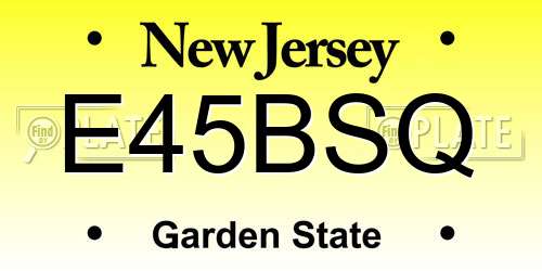 E45BSQ New Jersey License Plate