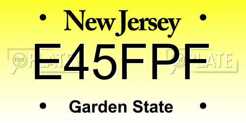 E45FPF New Jersey License Plate