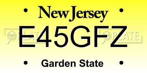 E45GFZ New Jersey License Plate