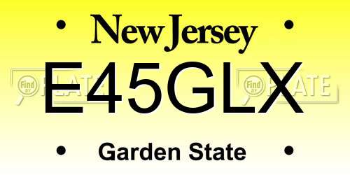 E45GLX New Jersey License Plate