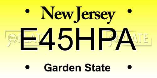 E45HPA New Jersey License Plate