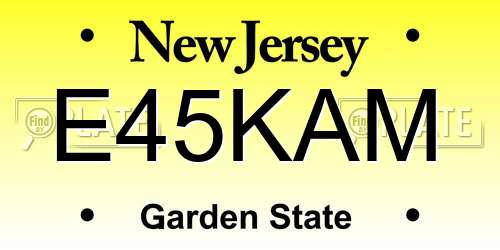 E45KAM New Jersey License Plate