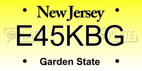 E45KBG New Jersey License Plate
