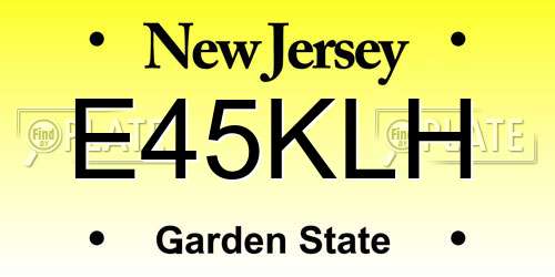 E45KLH New Jersey License Plate