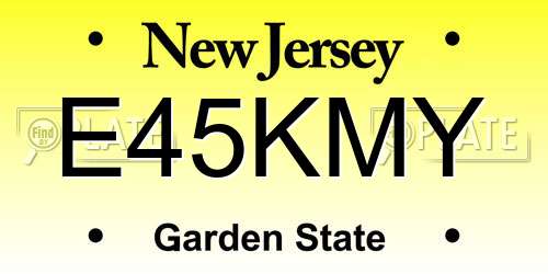 E45KMY New Jersey License Plate