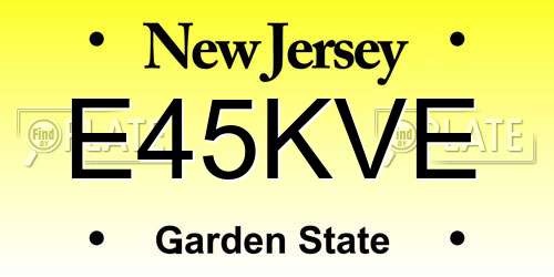 E45KVE New Jersey License Plate