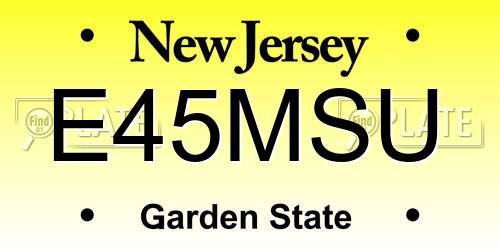 E45MSU New Jersey License Plate