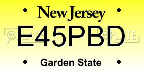 E45PBD New Jersey License Plate
