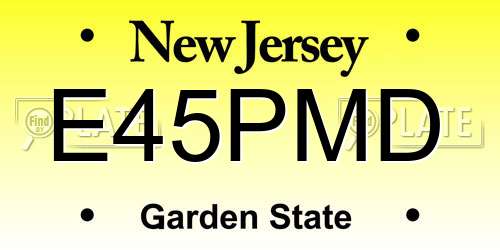 E45PMD New Jersey License Plate