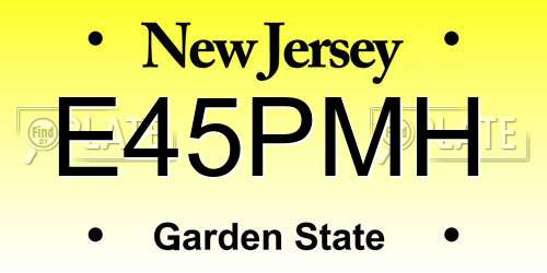 E45PMH New Jersey License Plate