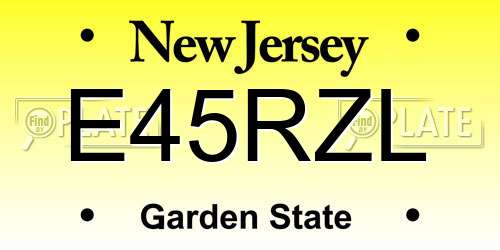 E45RZL New Jersey License Plate