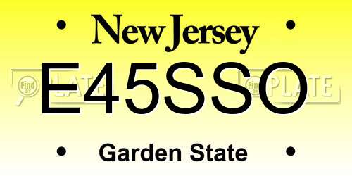 E45SSO New Jersey License Plate