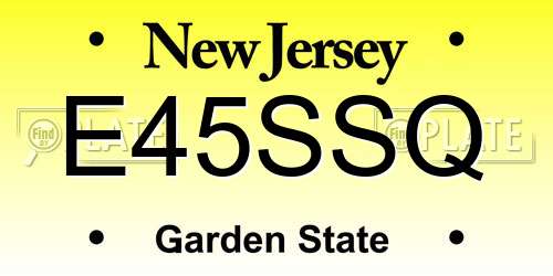 E45SSQ New Jersey License Plate