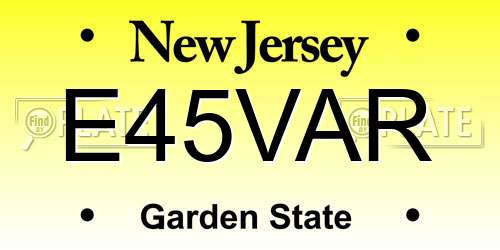 E45VAR New Jersey License Plate