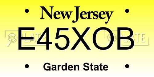 E45XOB New Jersey License Plate