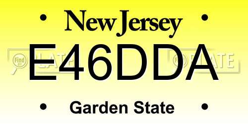E46DDA New Jersey License Plate