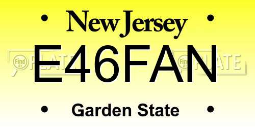 E46FAN New Jersey License Plate
