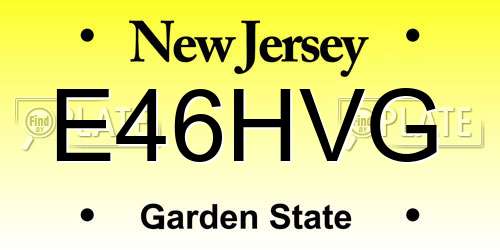 E46HVG New Jersey License Plate