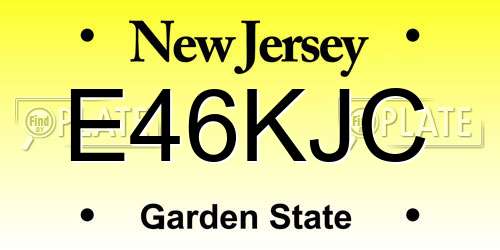 E46KJC New Jersey License Plate