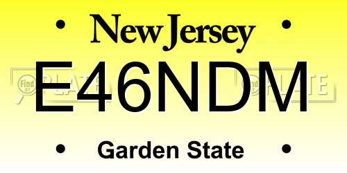 E46NDM New Jersey License Plate
