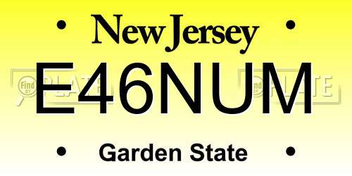 E46NUM New Jersey License Plate