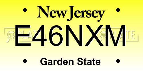 E46NXM New Jersey License Plate