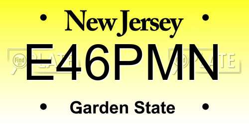 E46PMN New Jersey License Plate