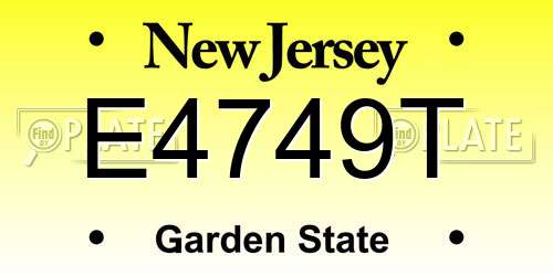 E4749T New Jersey License Plate