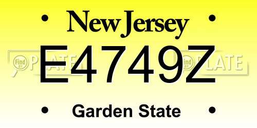 E4749Z New Jersey License Plate