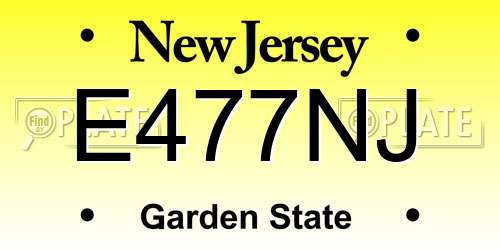 E477NJ New Jersey License Plate