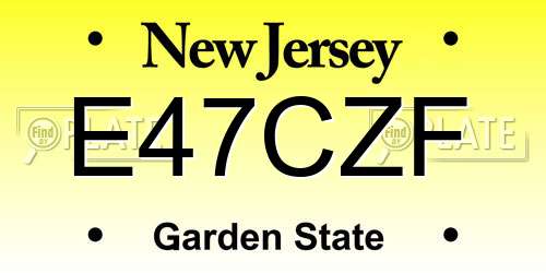 E47CZF New Jersey License Plate