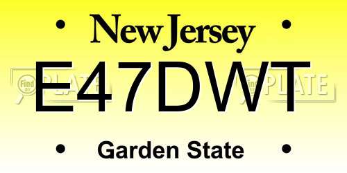 E47DWT New Jersey License Plate