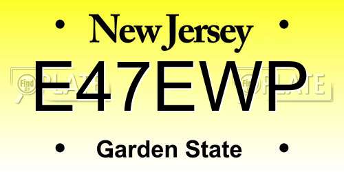 E47EWP New Jersey License Plate