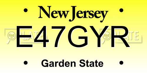 E47GYR New Jersey License Plate