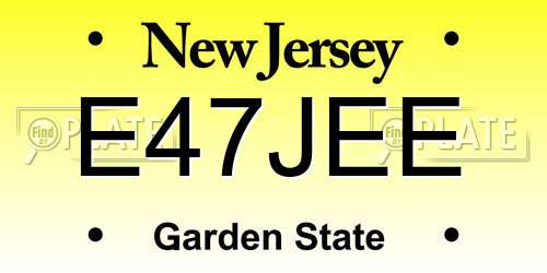 E47JEE New Jersey License Plate