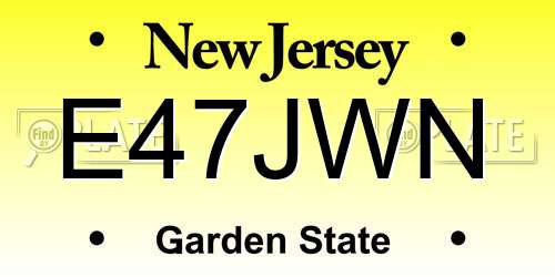 E47JWN New Jersey License Plate