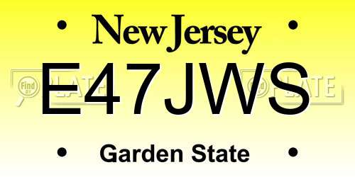 E47JWS New Jersey License Plate