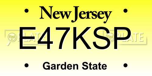 E47KSP New Jersey License Plate