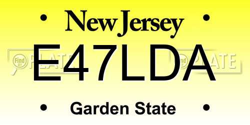 E47LDA New Jersey License Plate