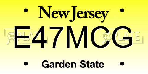 E47MCG New Jersey License Plate