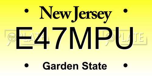 E47MPU New Jersey License Plate