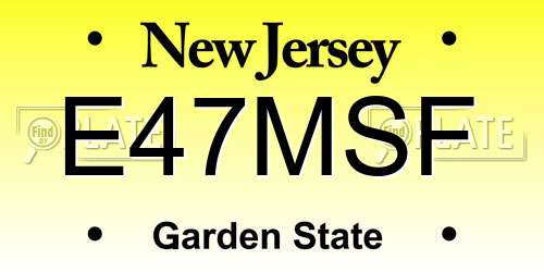 E47MSF New Jersey License Plate