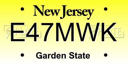 E47MWK New Jersey License Plate